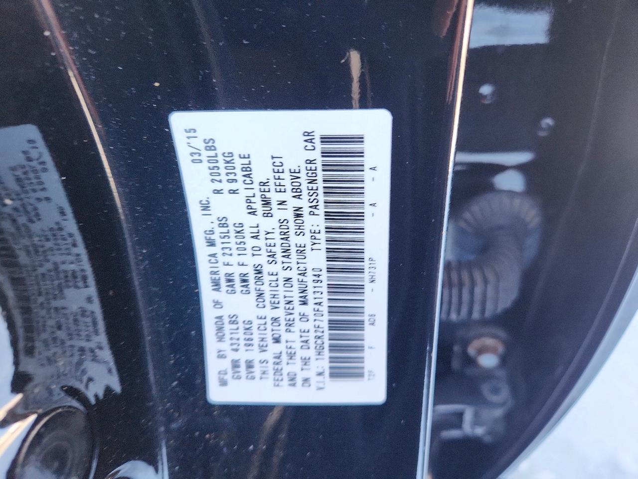 2015 HONDA ACCORD EX photo 12