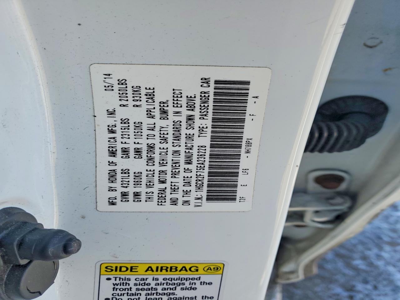 2014 HONDA ACCORD EX photo 12