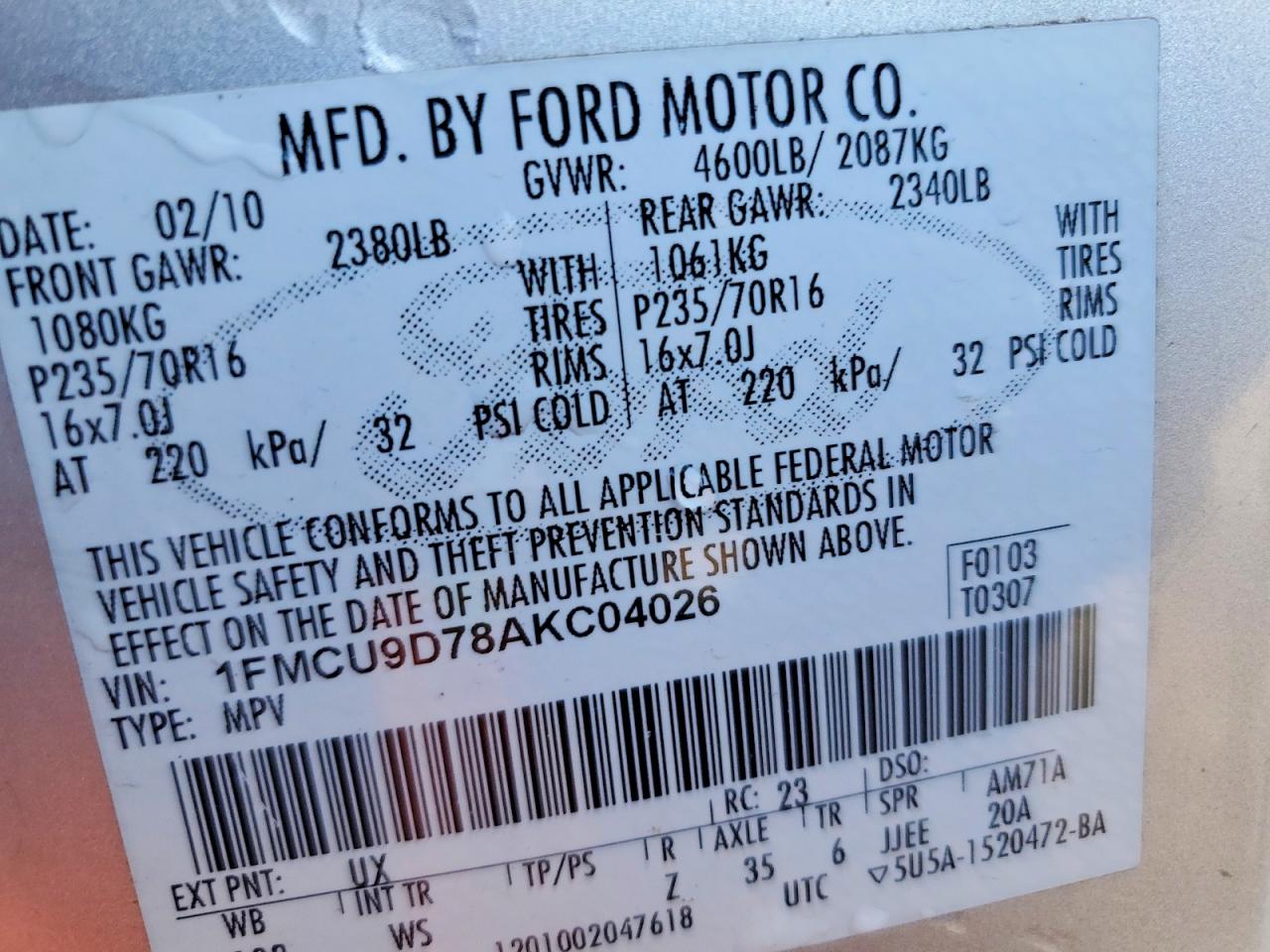 2010 FORD ESCAPE XLT photo 25