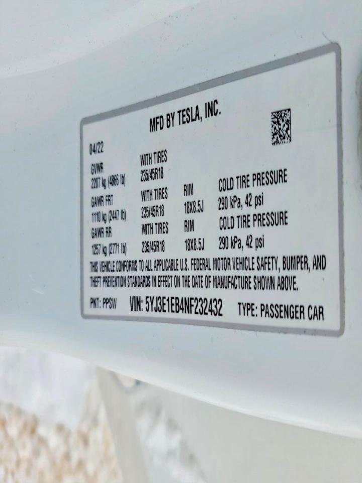 2022 TESLA MODEL 3 photo 45