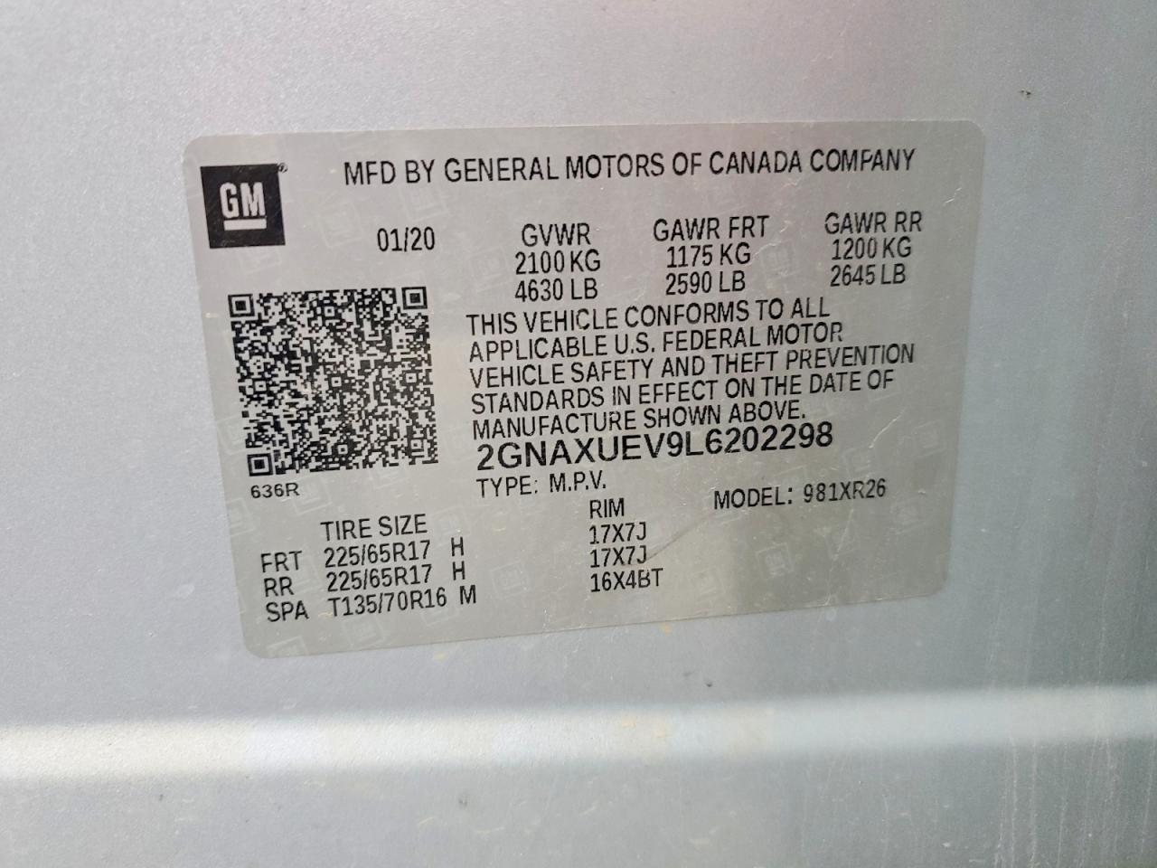 2020 CHEVROLET EQUINOX LT photo 25