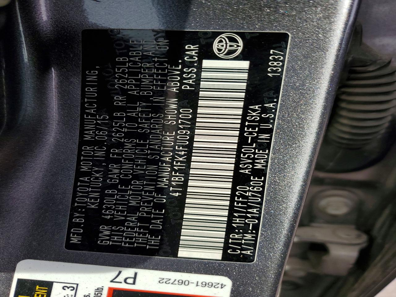 2015 TOYOTA CAMRY LE photo 23