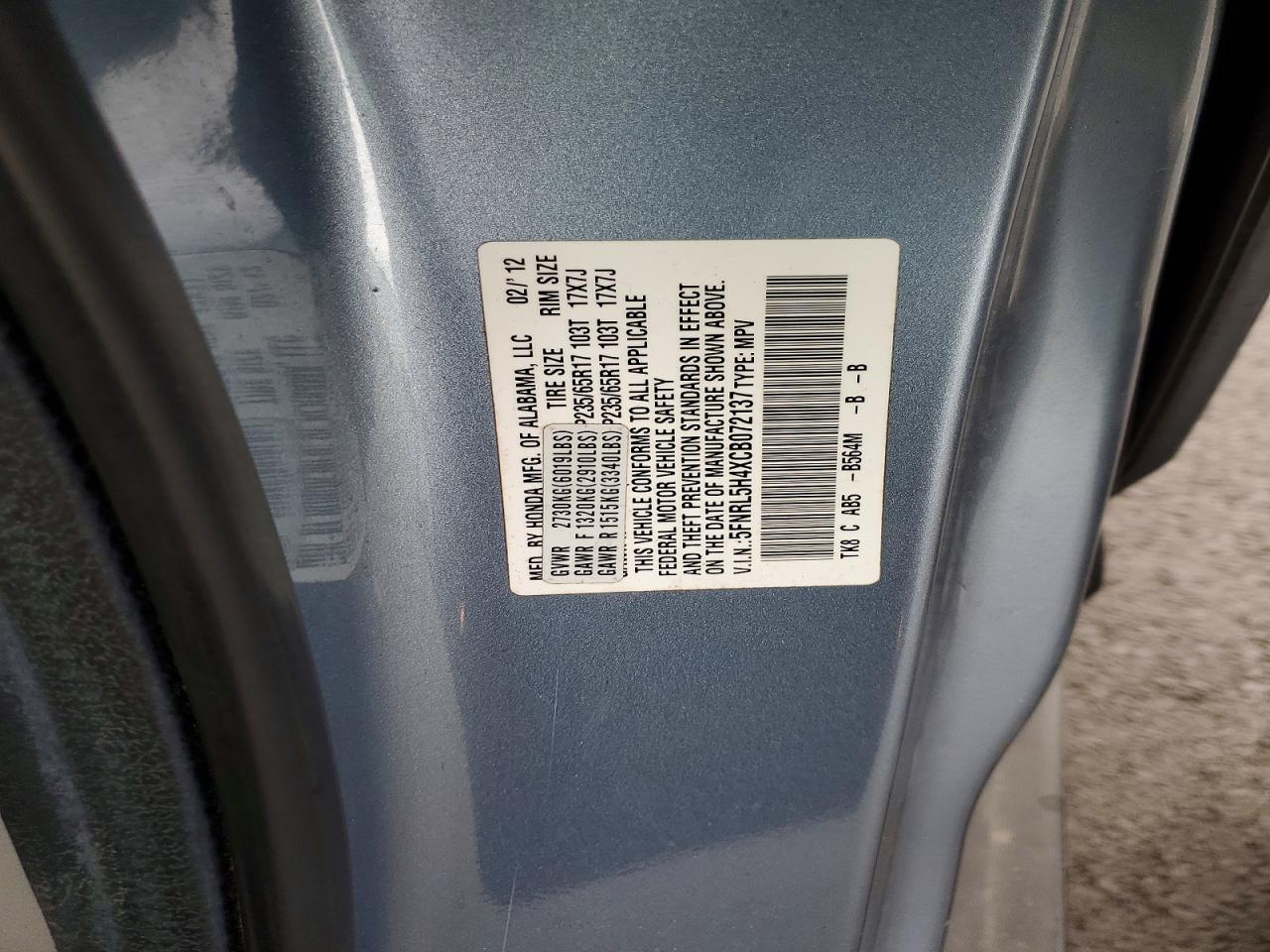 2012 HONDA ODYSSEY EX photo 34