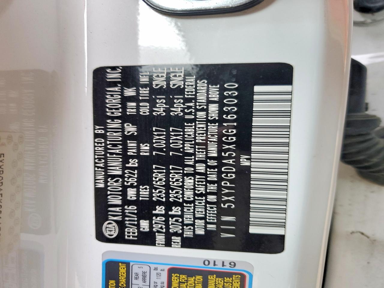 2016 KIA SORENTO LX V6 photo 37