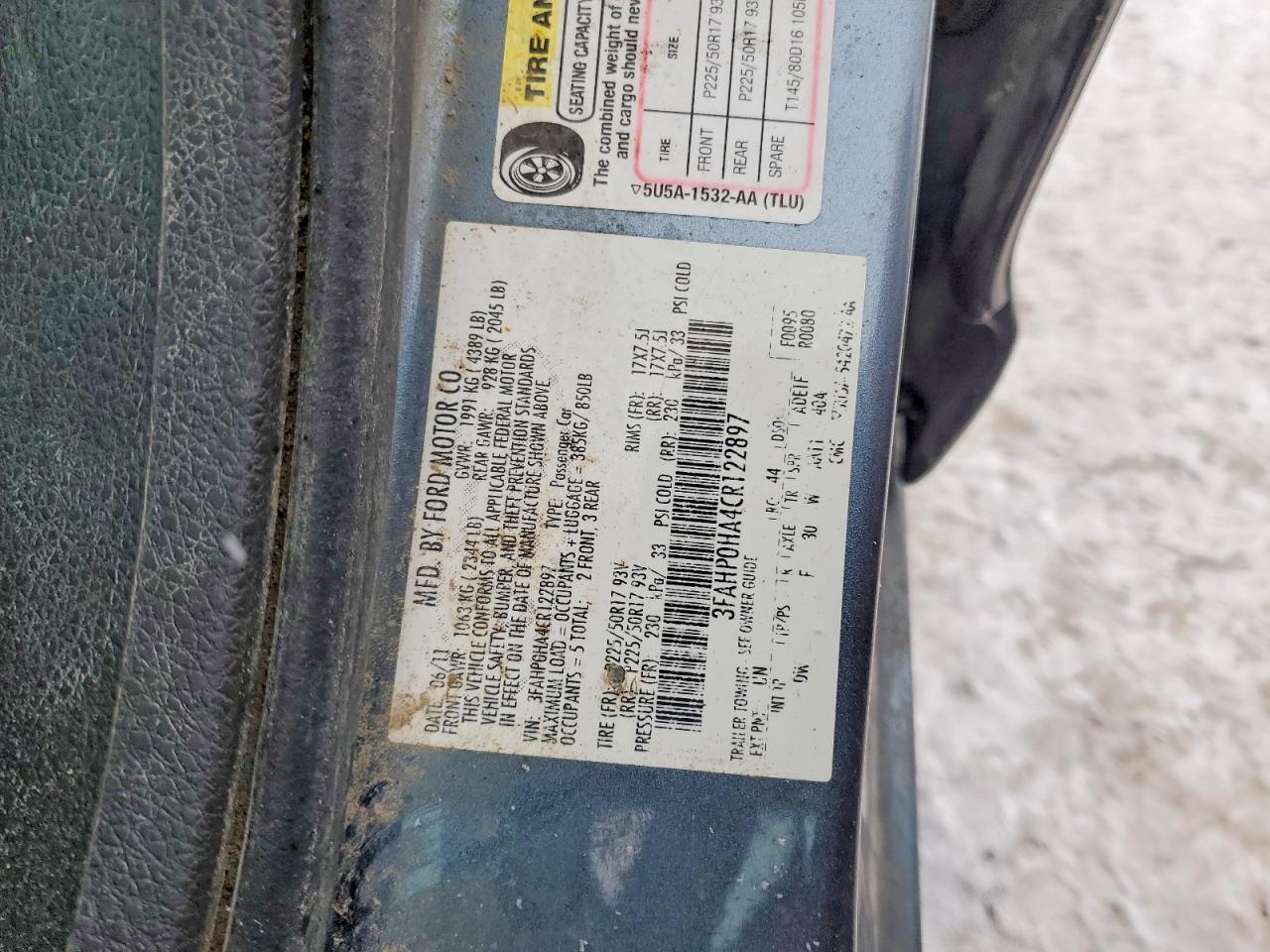 2012 FORD FUSION SE photo 23