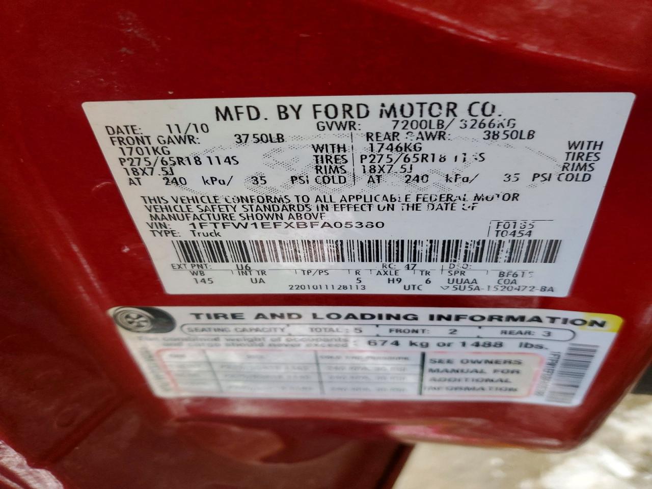 2011 FORD F150 SUPERCREW photo 12