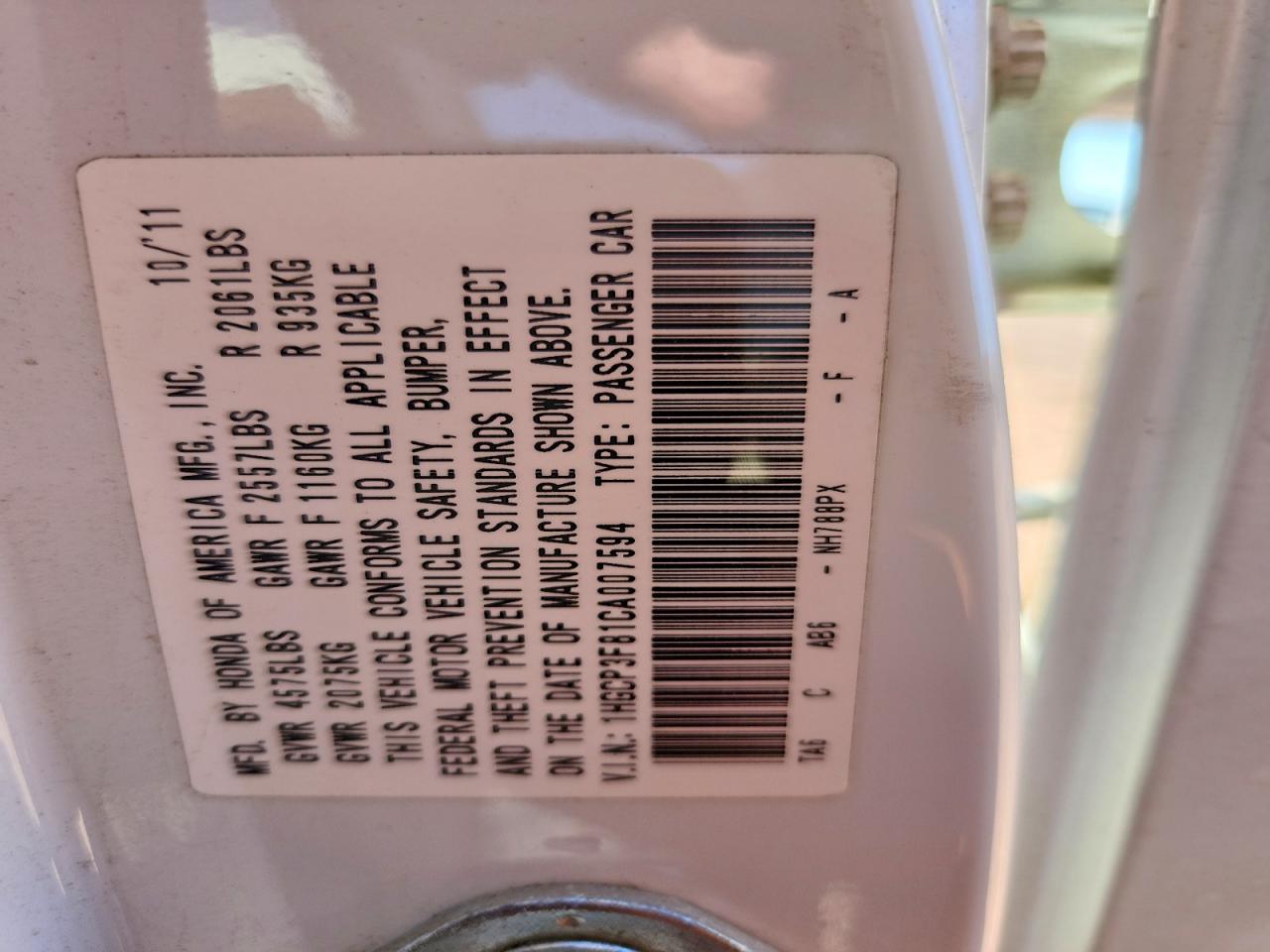 2012 HONDA ACCORD EXL photo 34