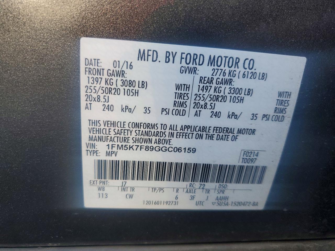 2016 FORD EXPLORER LIMITED photo 37