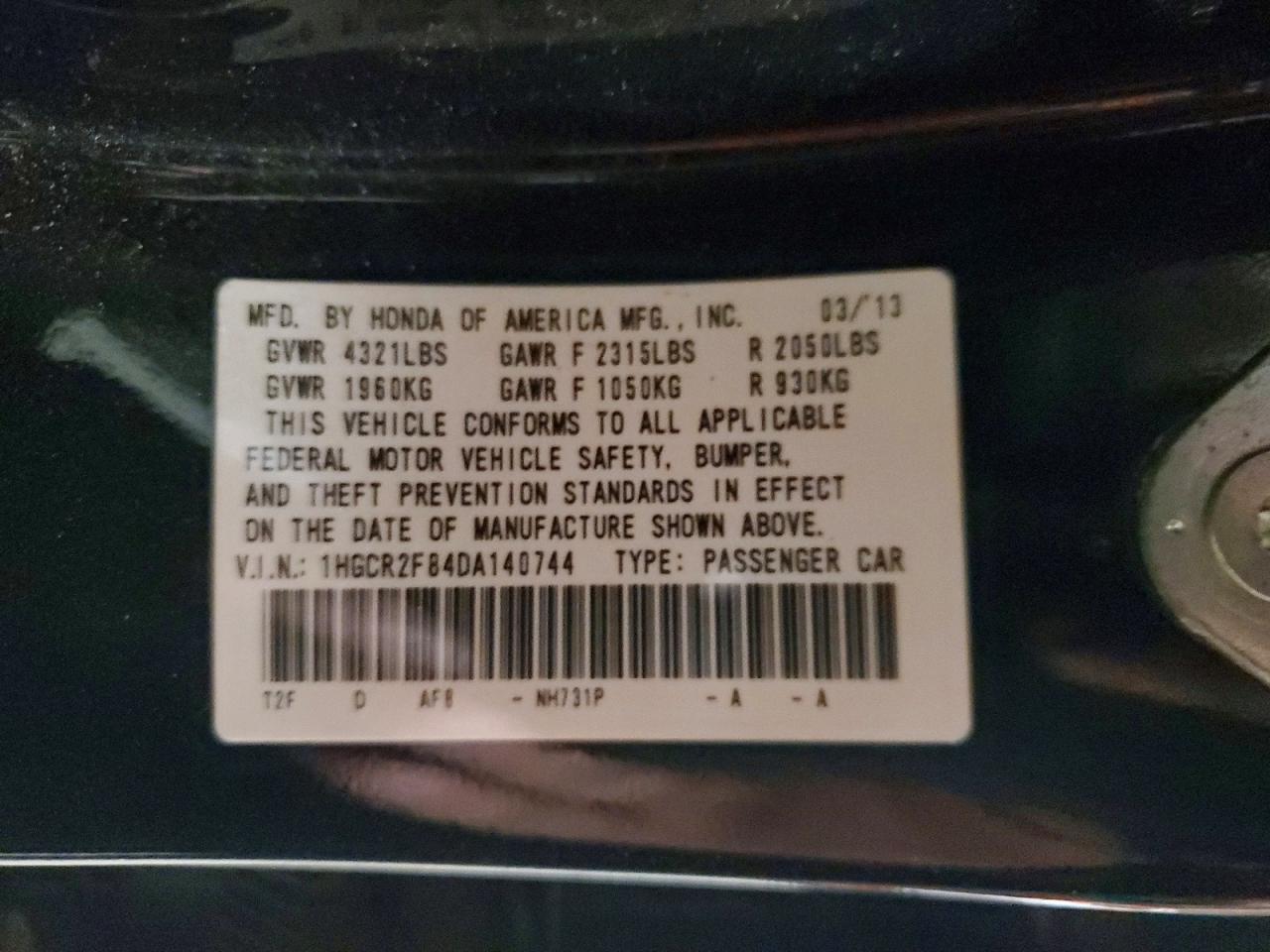 2013 HONDA ACCORD EXL photo 12