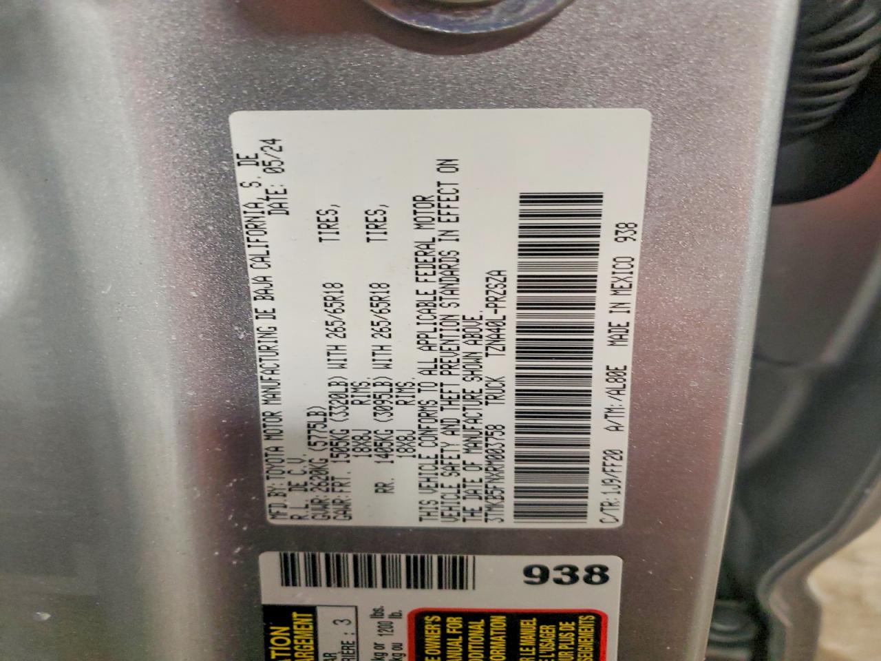 2024 TOYOTA TACOMA SR5 photo 12