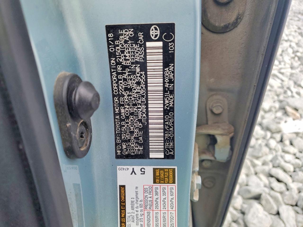 2018 TOYOTA PRIUS photo 12