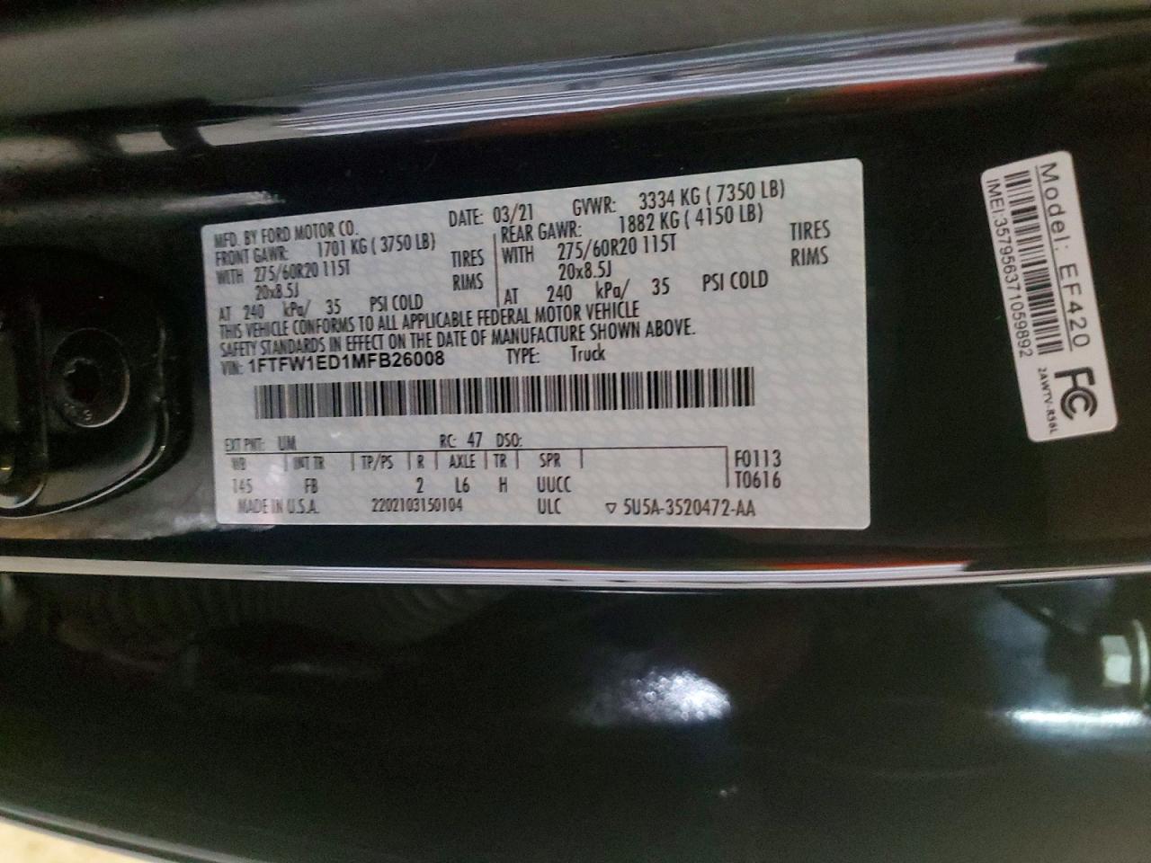 2021 FORD F150 SUPERCREW photo 12