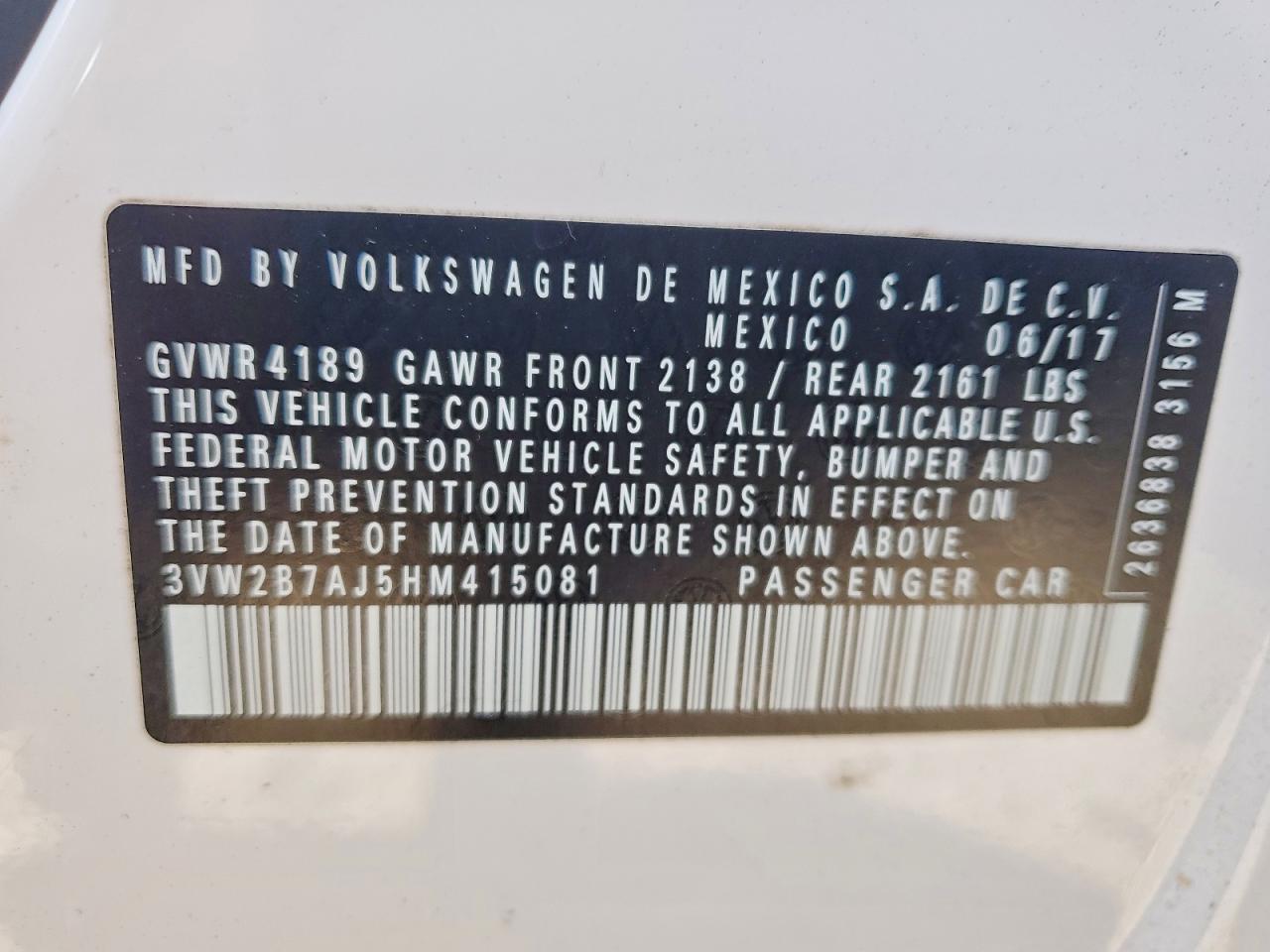 2017 VOLKSWAGEN JETTA S photo 12