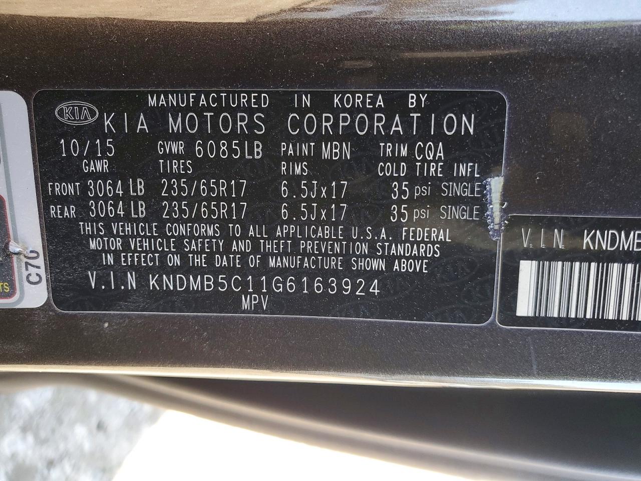 2016 KIA SEDONA LX photo 37