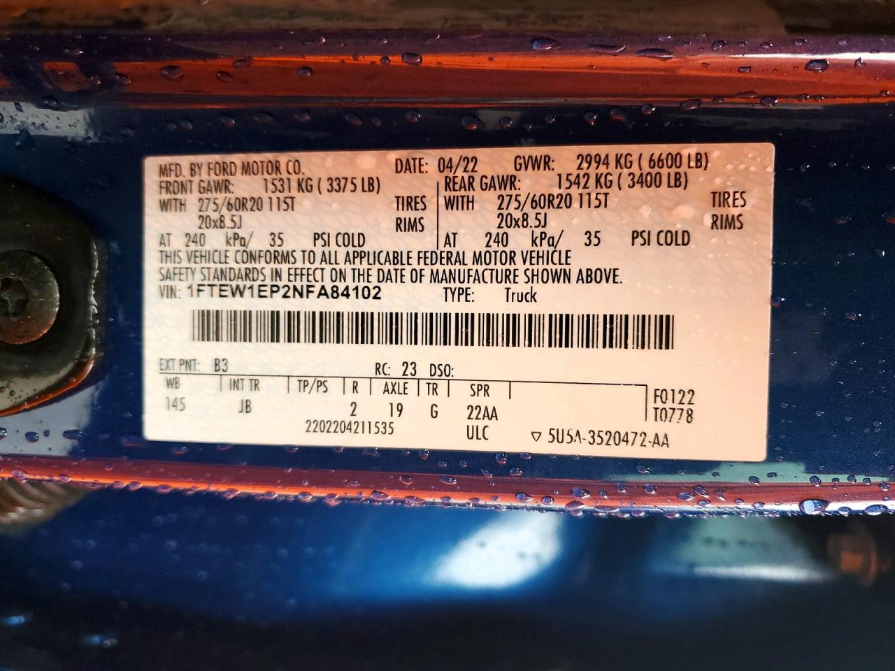2022 FORD F150 SUPERCREW photo 23