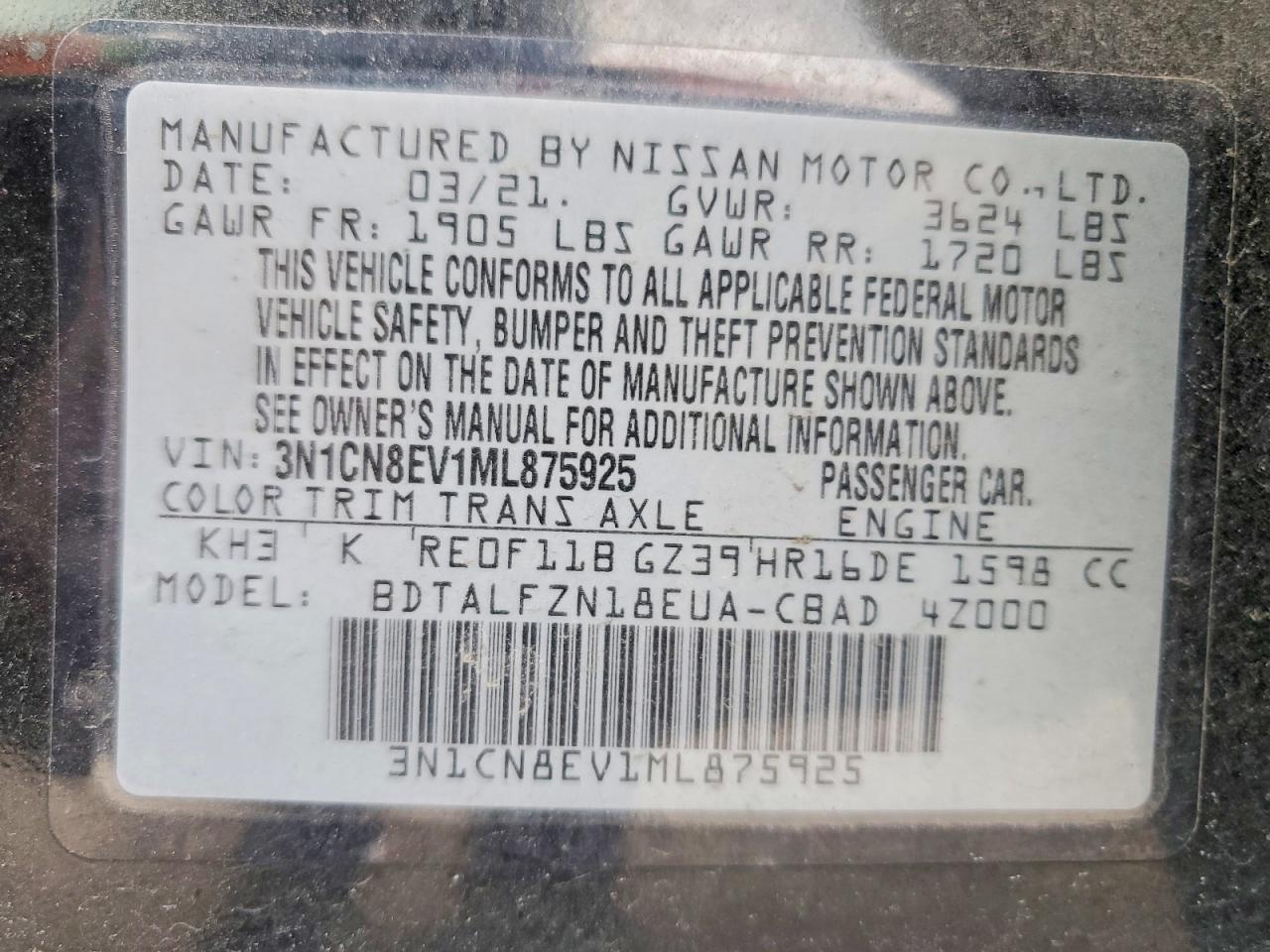 2021 NISSAN VERSA SV photo 23