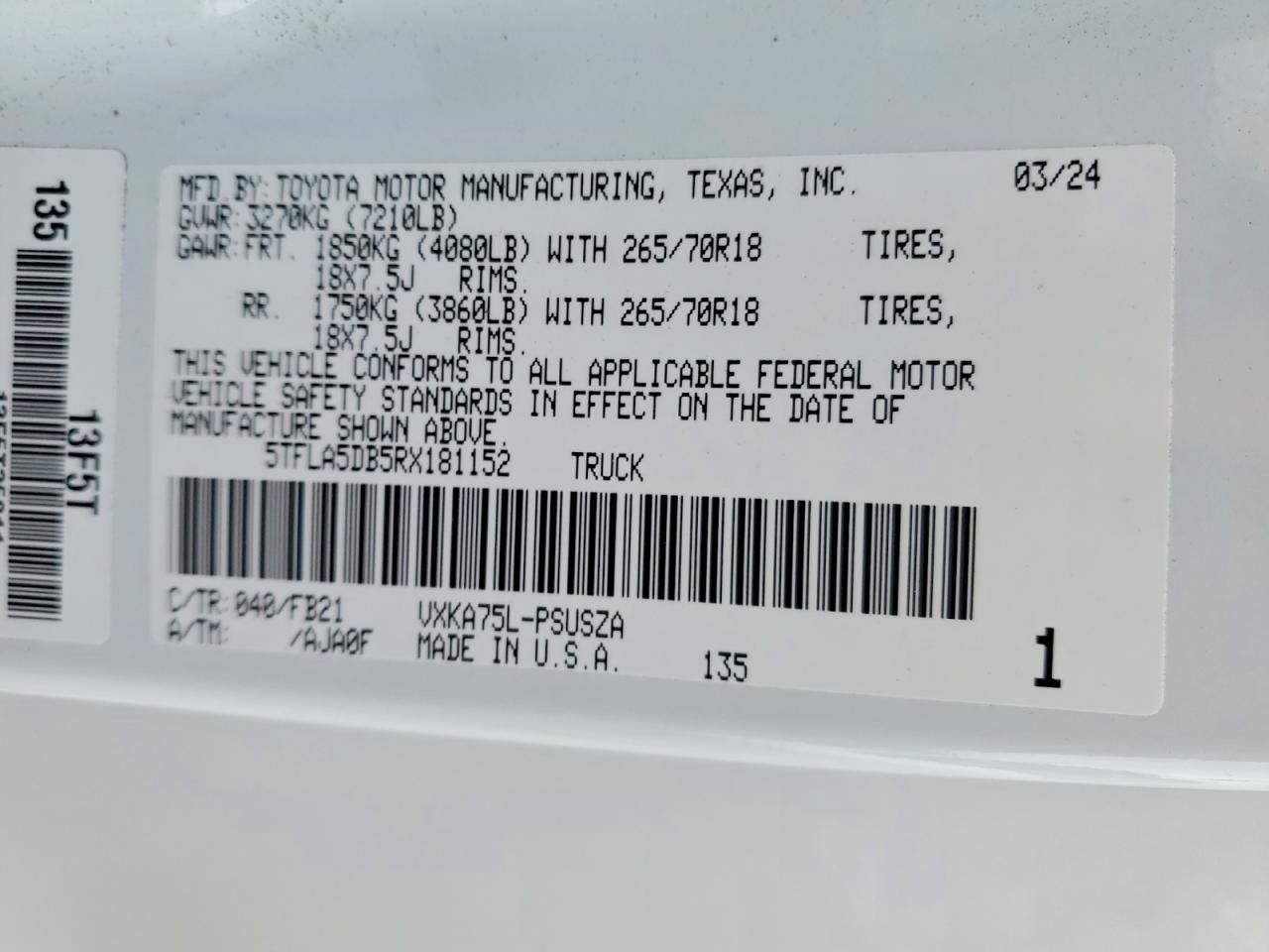 2024 TOYOTA TUNDRA CREWMAX SR photo 23