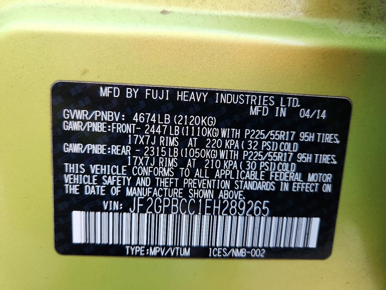 2014 SUBARU XV CROSSTREK 2.0I HYBRID photo 27