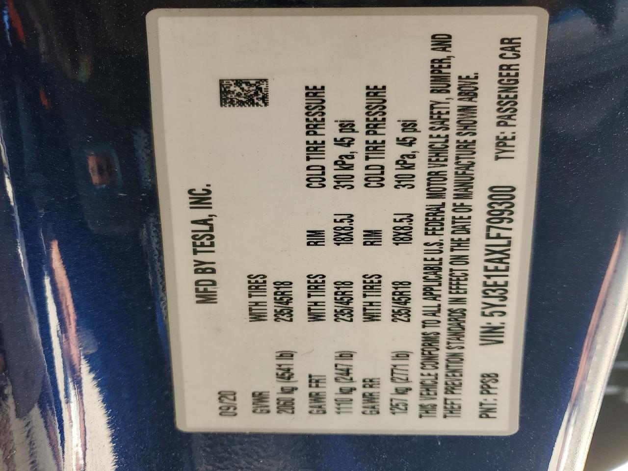 2020 TESLA MODEL 3 photo 23