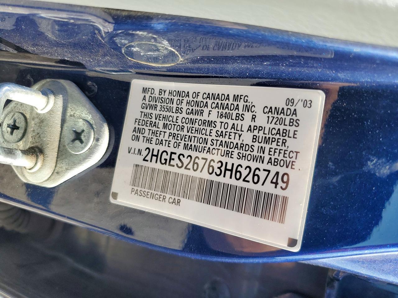 2003 HONDA CIVIC EX photo 12