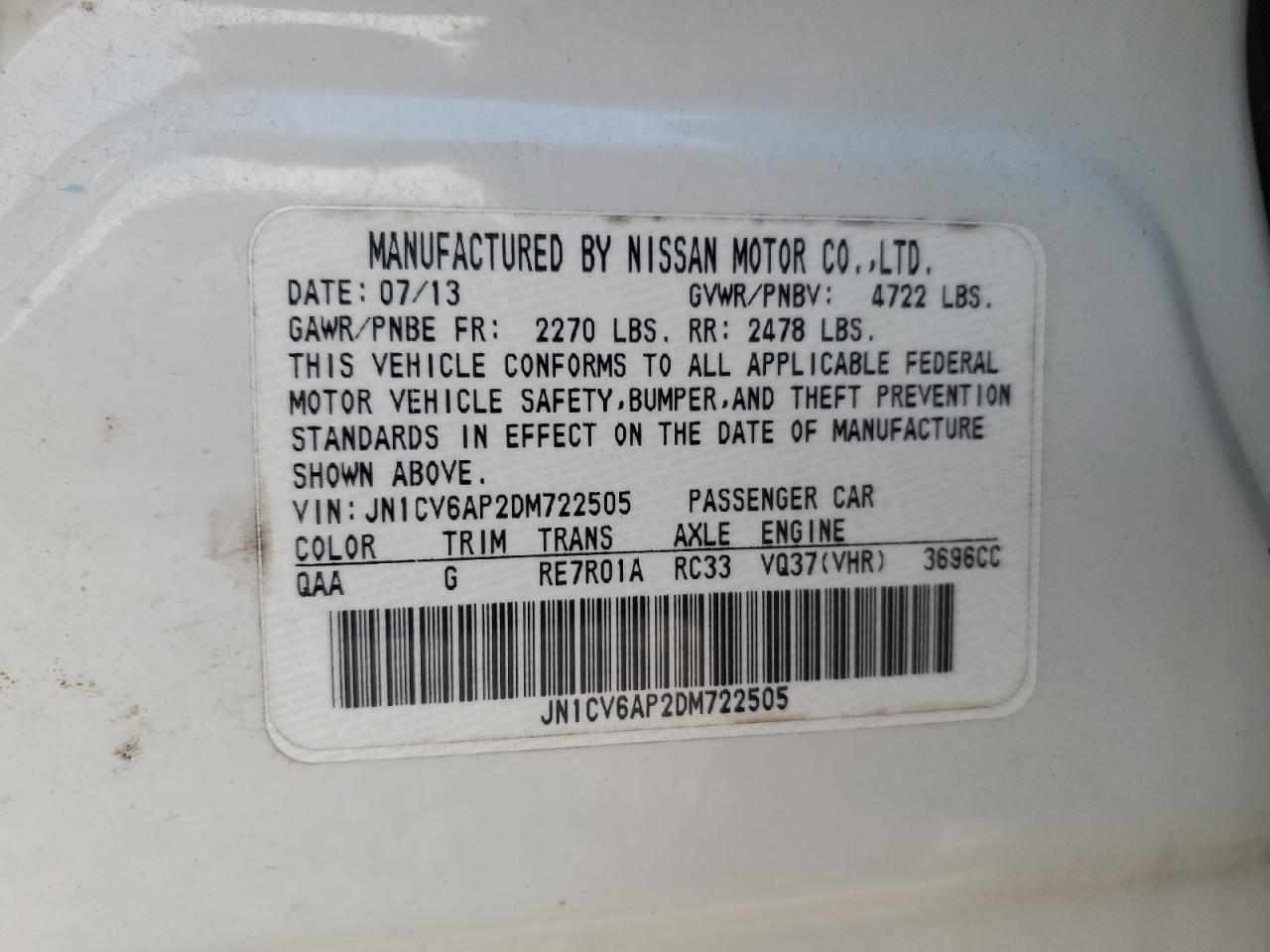 2013 INFINITI G37 BASE photo 23