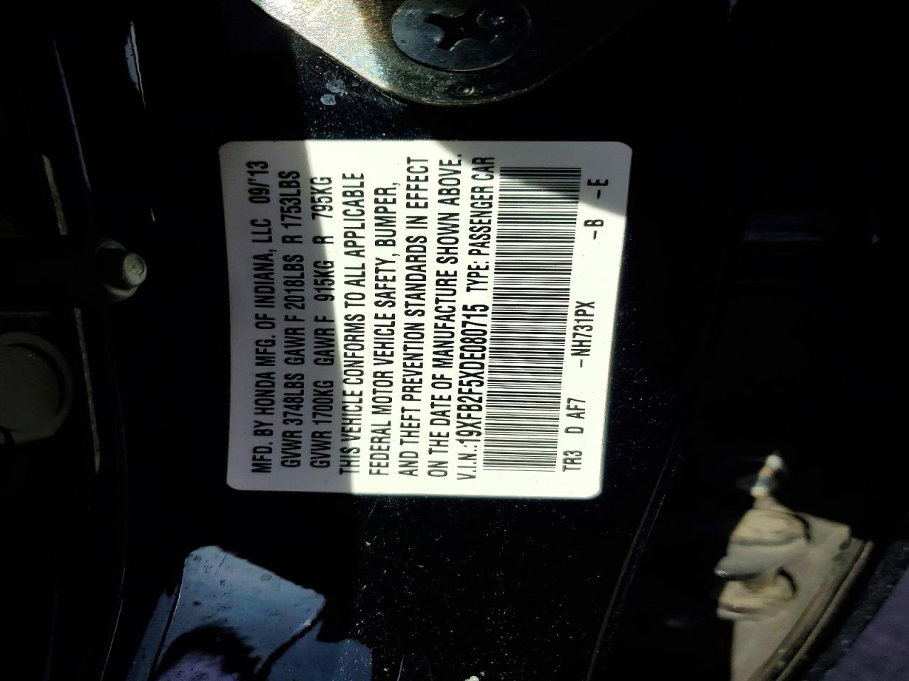 2013 HONDA CIVIC LX photo 23