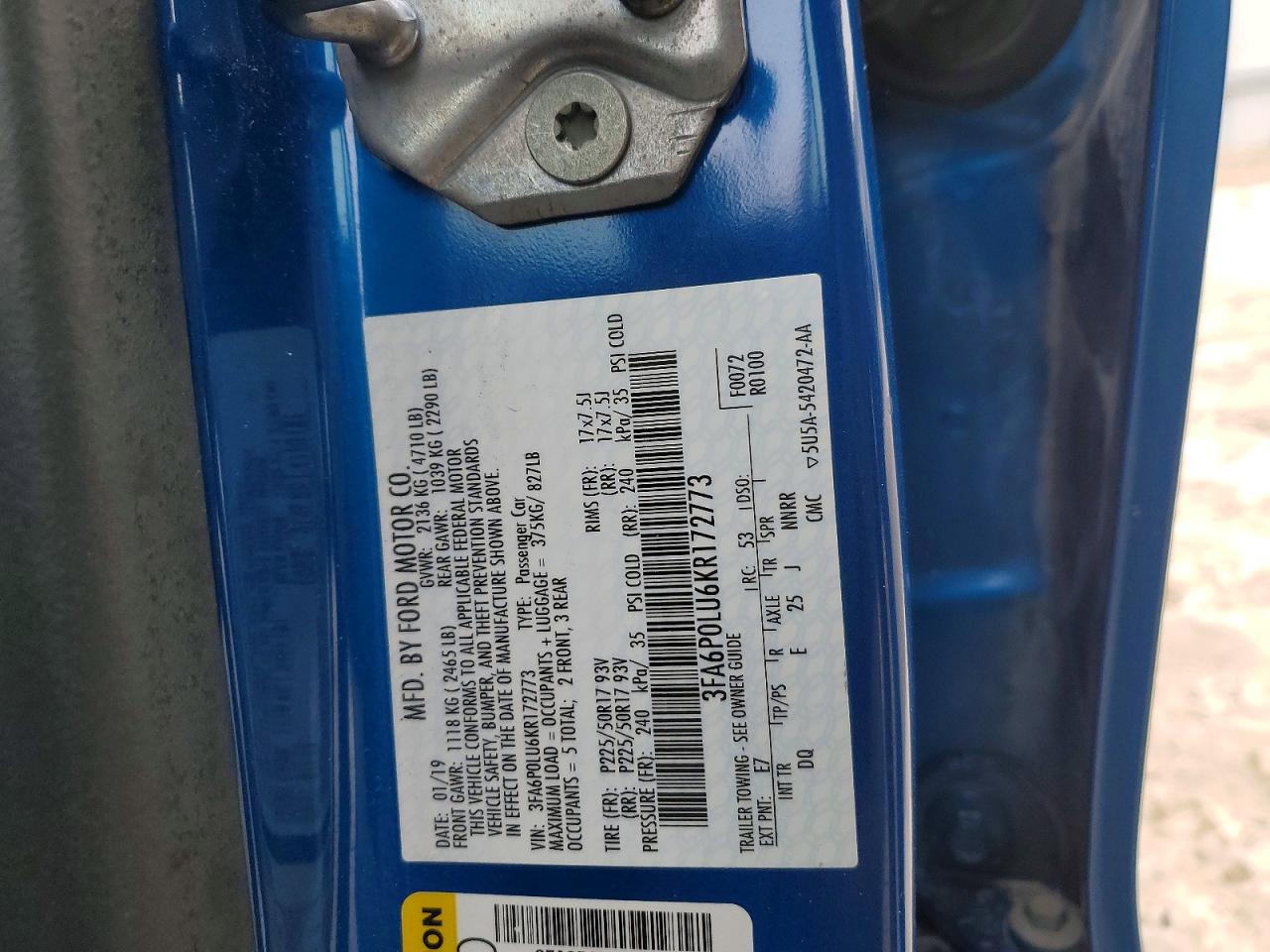 2019 FORD FUSION SE photo 12
