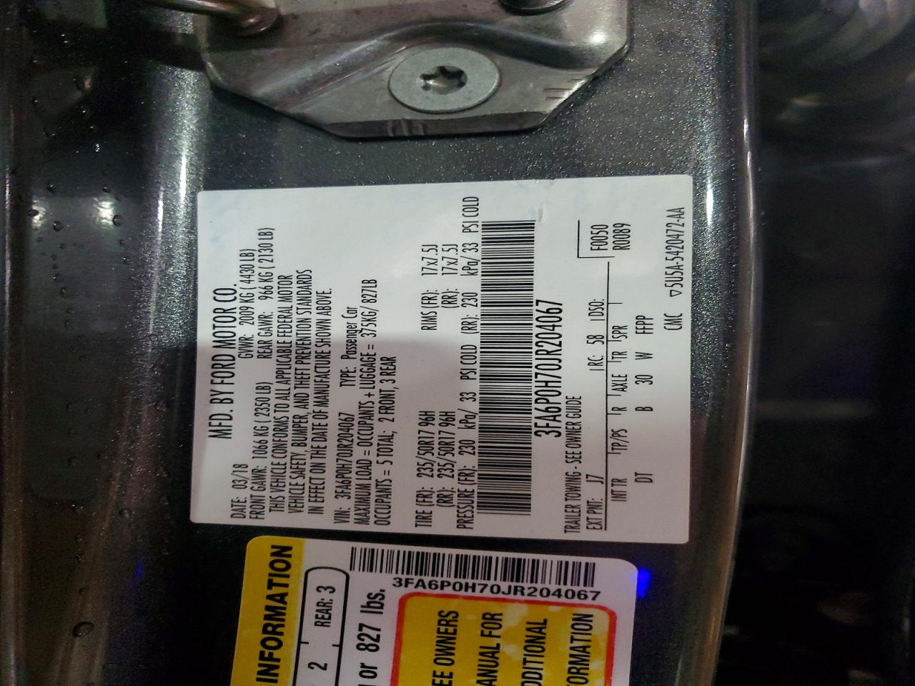 2018 FORD FUSION SE photo 23