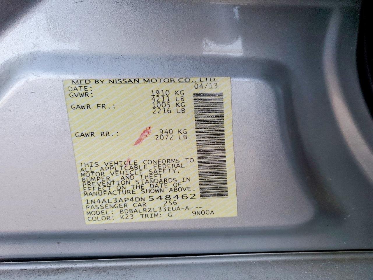 2013 NISSAN ALTIMA 2.5 photo 12