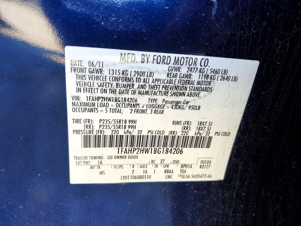 2011 FORD TAURUS SEL photo 23