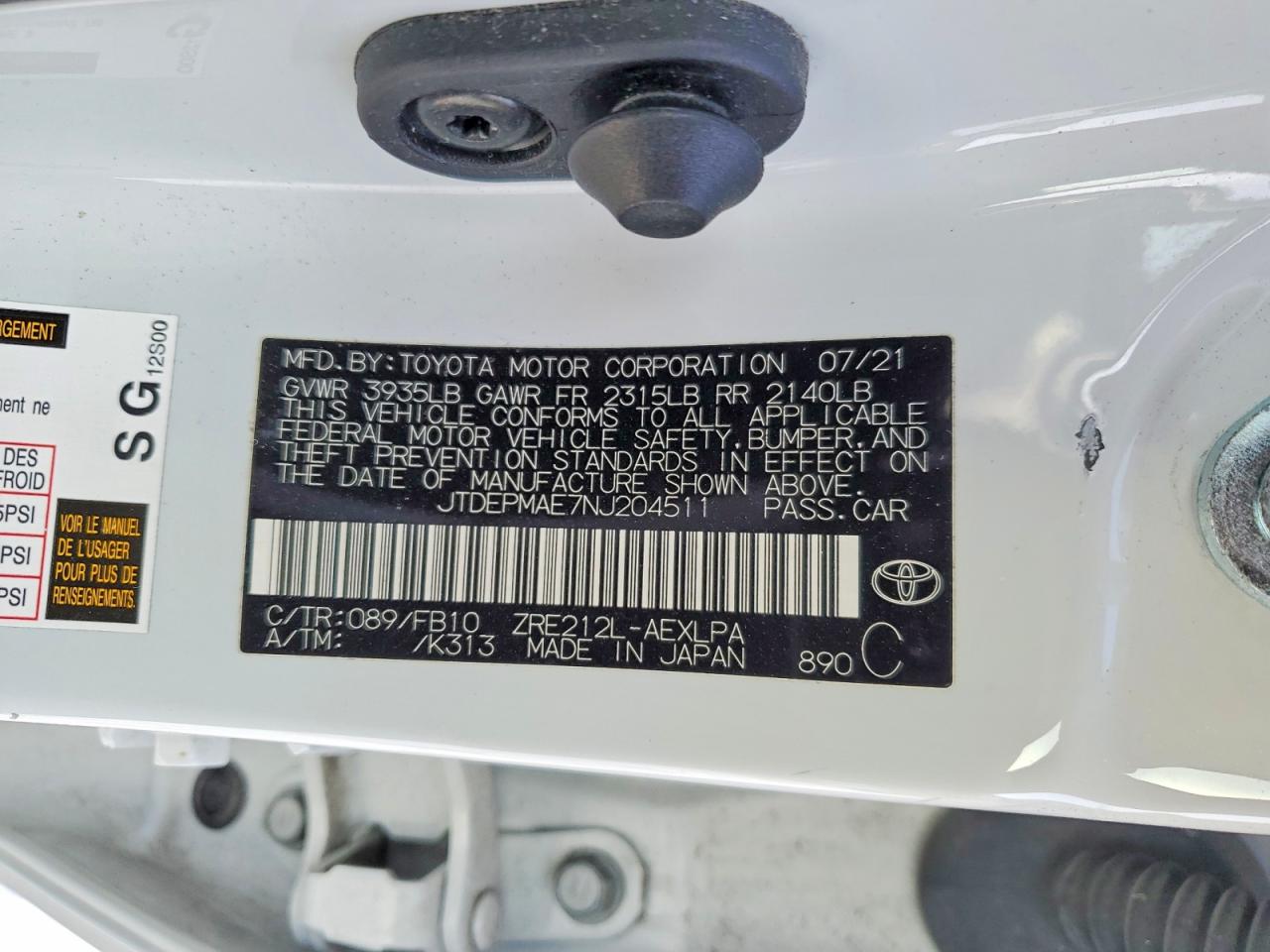 2022 TOYOTA COROLLA LE photo 12