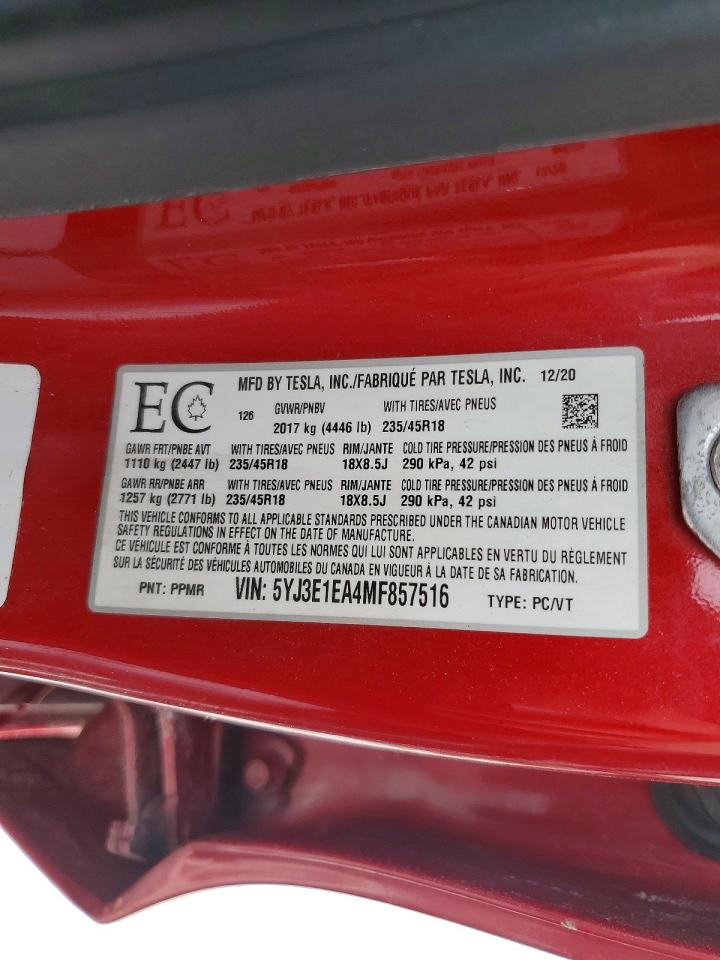 2021 TESLA MODEL 3 photo 23