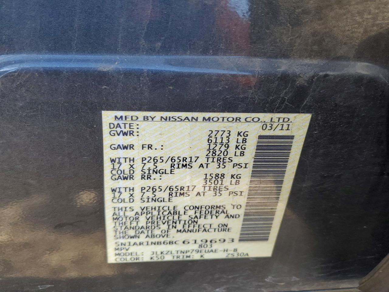 2011 NISSAN PATHFINDER S photo 14