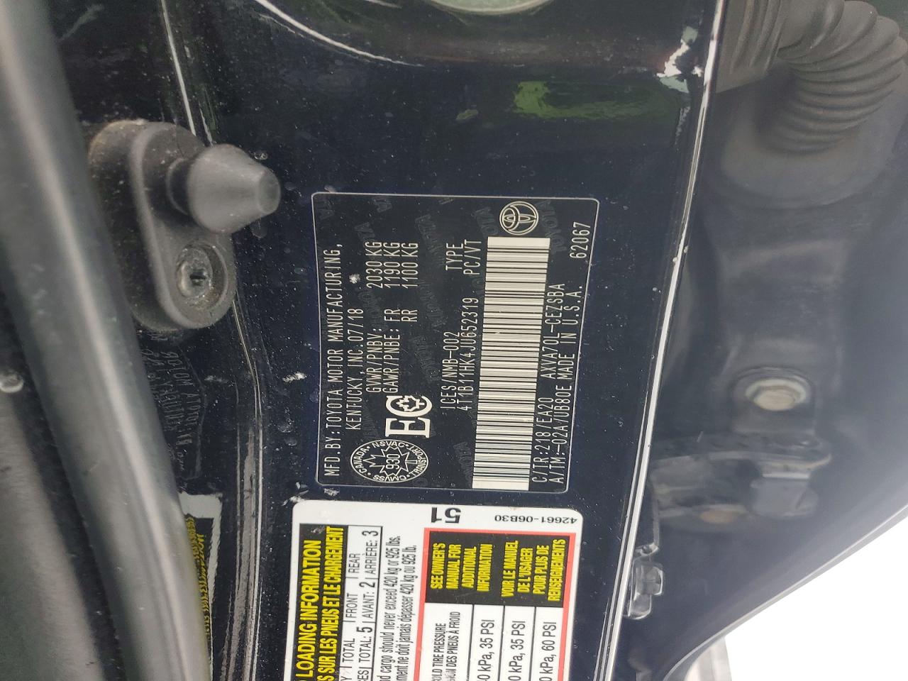 2018 TOYOTA CAMRY L photo 34