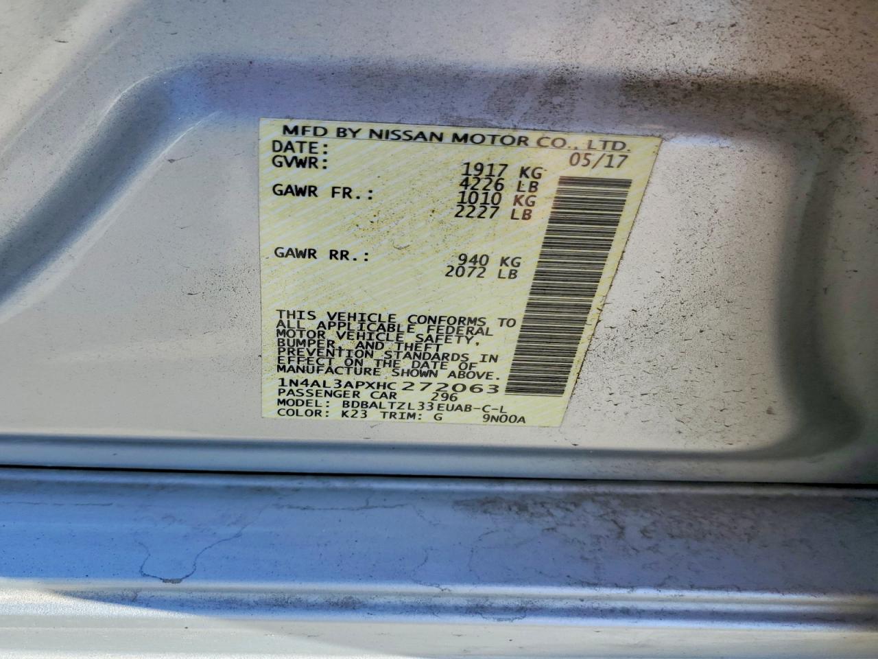 2017 NISSAN ALTIMA 2.5 photo 12