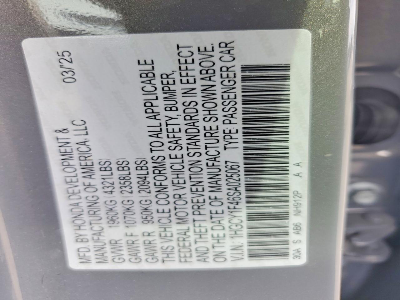 2025 HONDA ACCORD SE photo 12