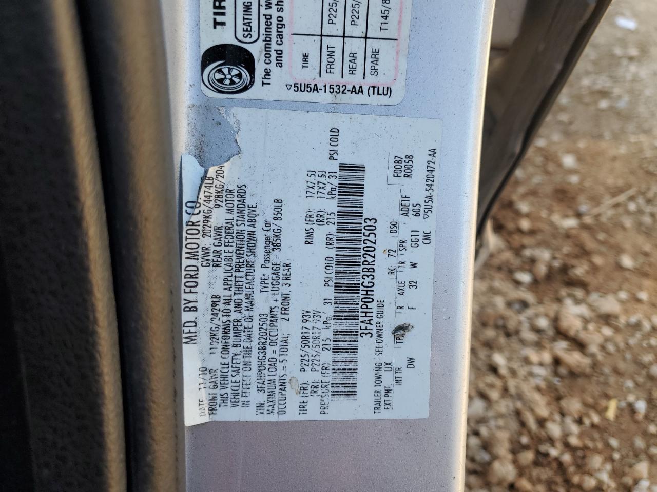 2011 FORD FUSION photo 23