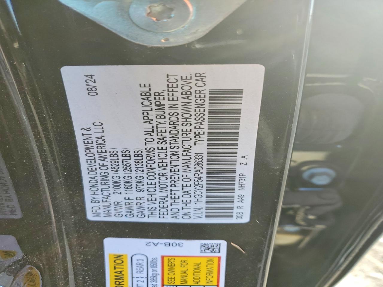 2024 HONDA ACCORD HYBRID SPORT photo 23