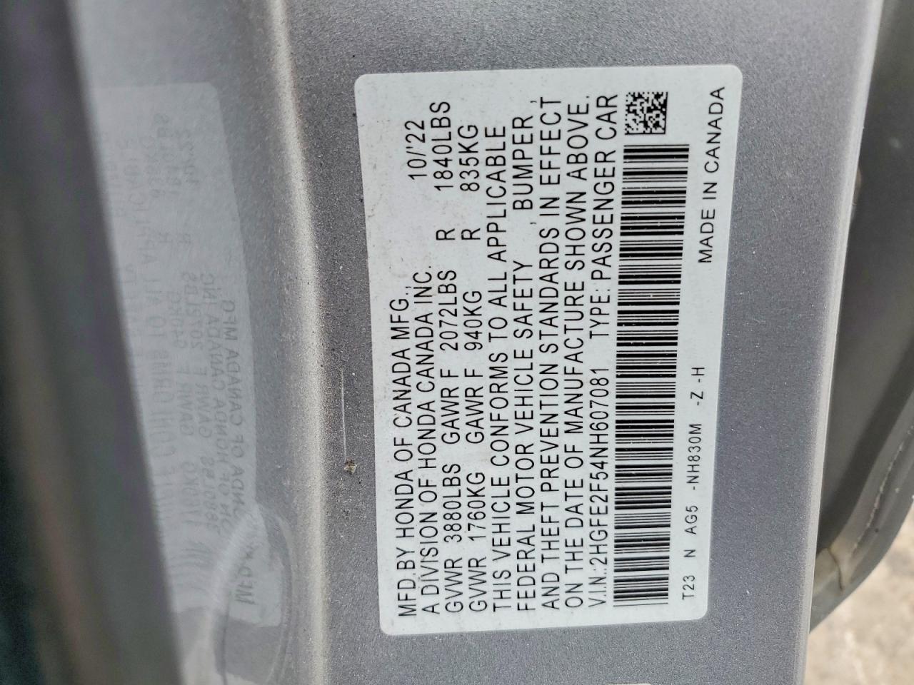 2022 HONDA CIVIC SPORT photo 23