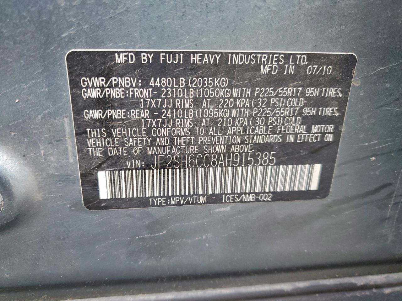2010 SUBARU FORESTER 2.5X PREMIUM photo 12