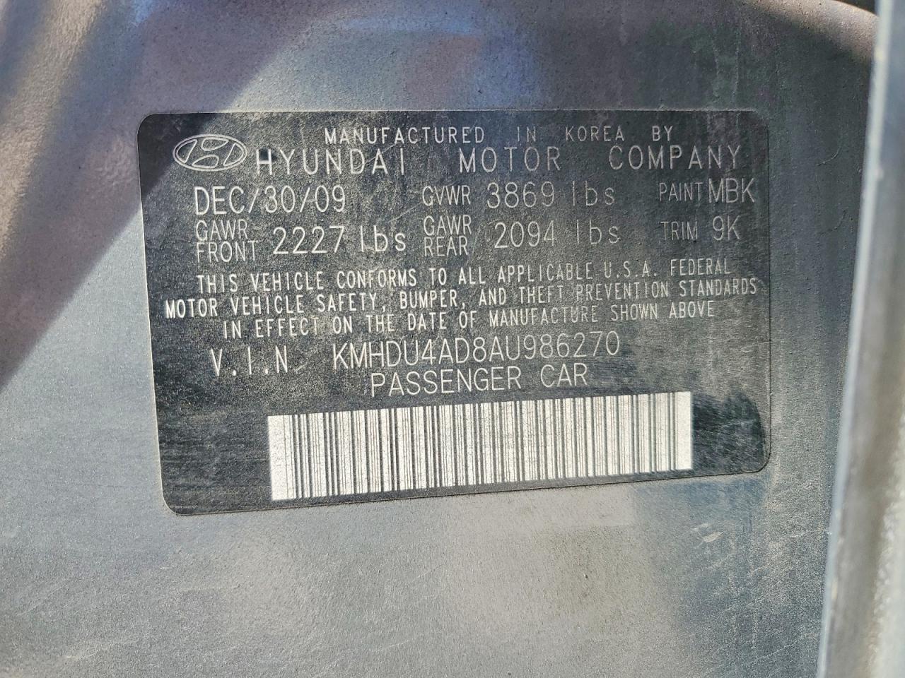 2010 HYUNDAI ELANTRA BLUE photo 34