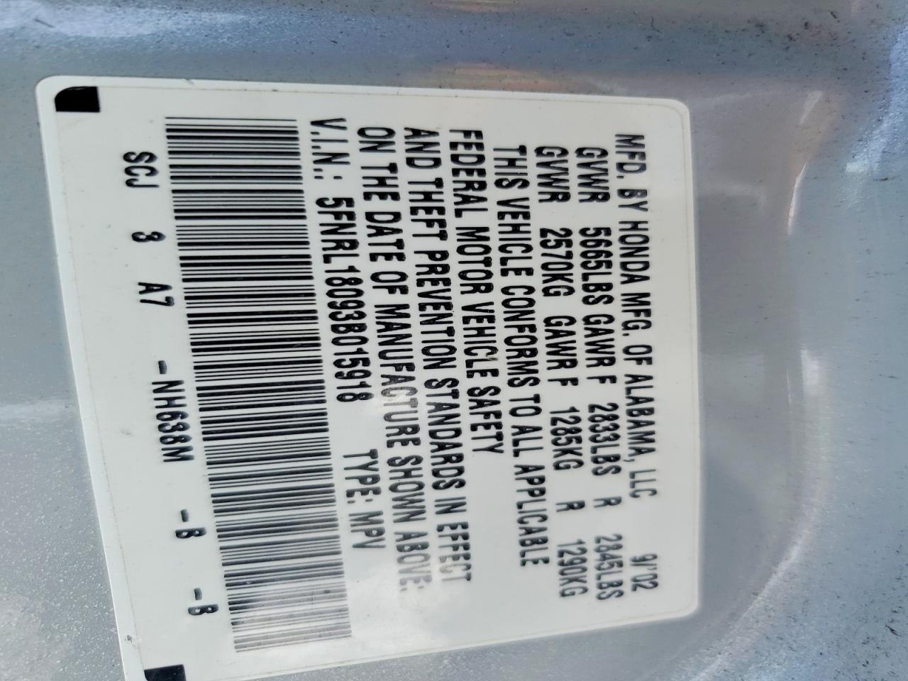 2003 HONDA ODYSSEY EXL photo 13