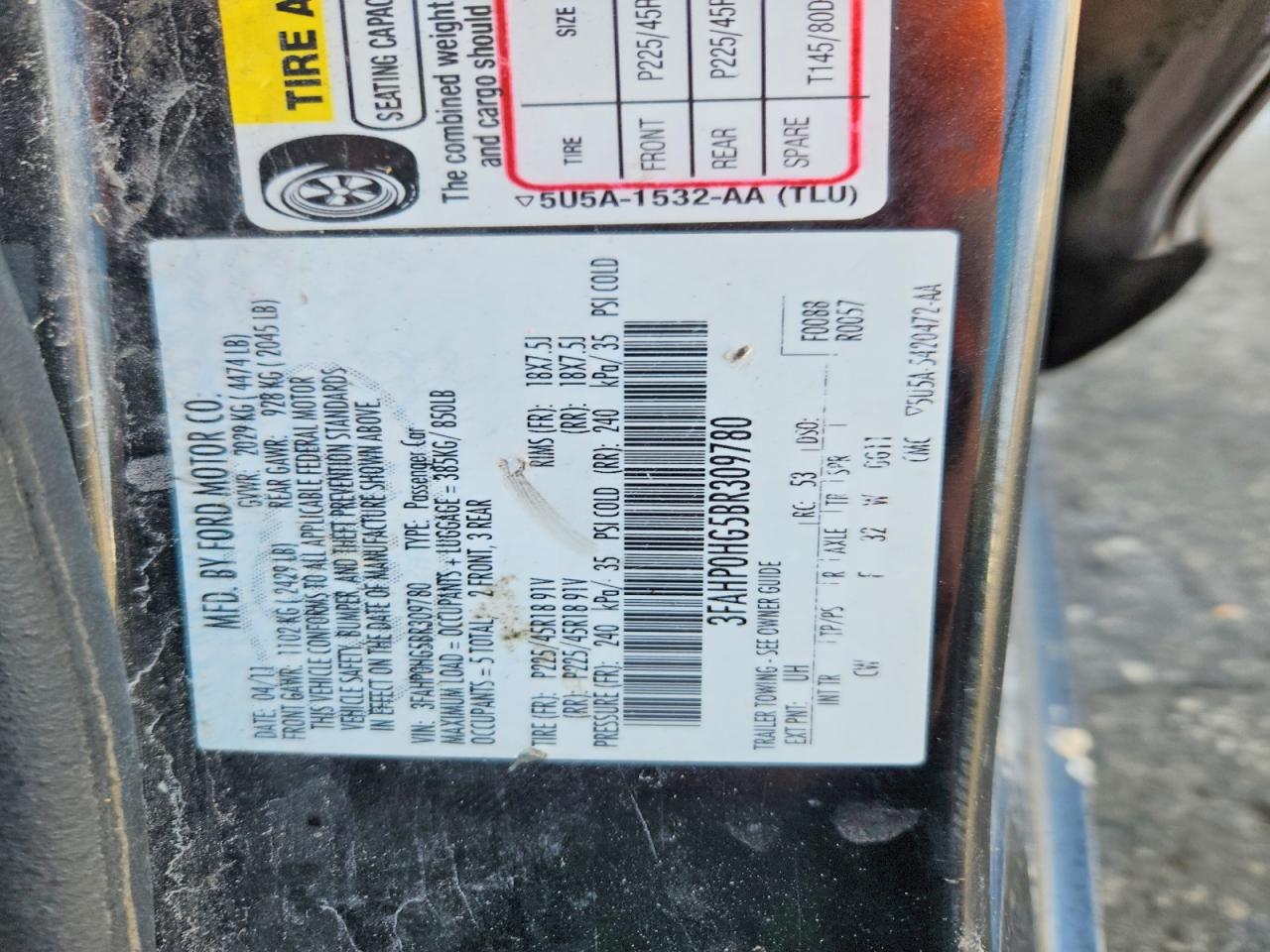 2011 FORD FUSION SE photo 34