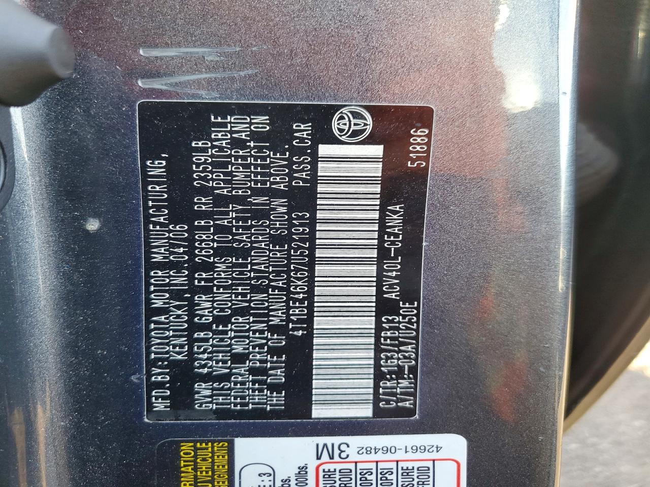 2007 TOYOTA CAMRY LE photo 25