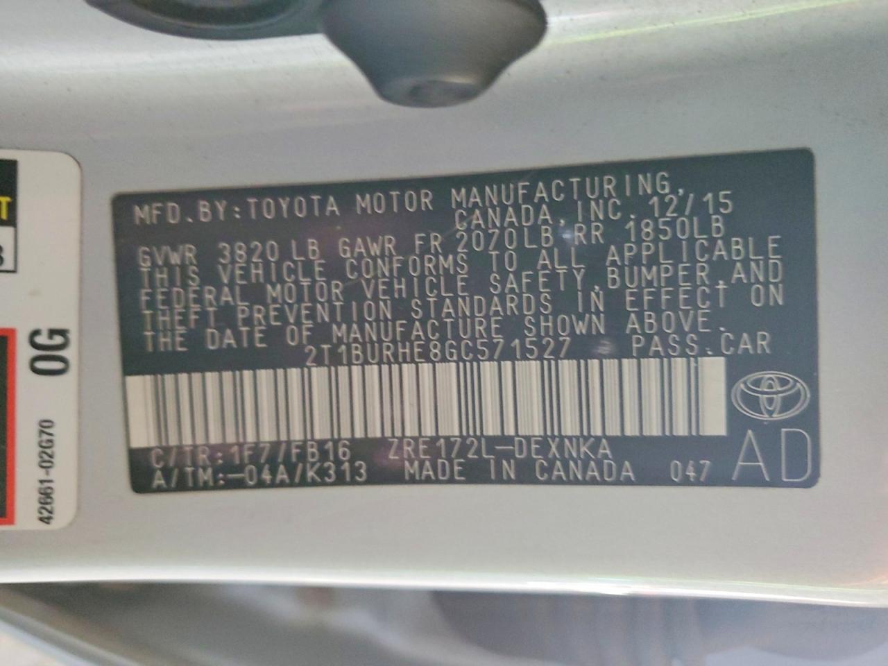 2016 TOYOTA COROLLA L photo 23