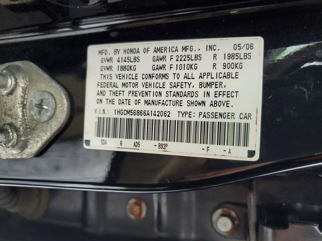 2006 HONDA ACCORD EX photo 12