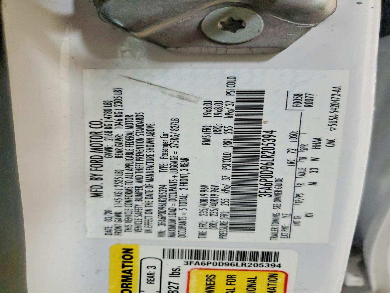 2020 FORD FUSION TITANIUM photo 37