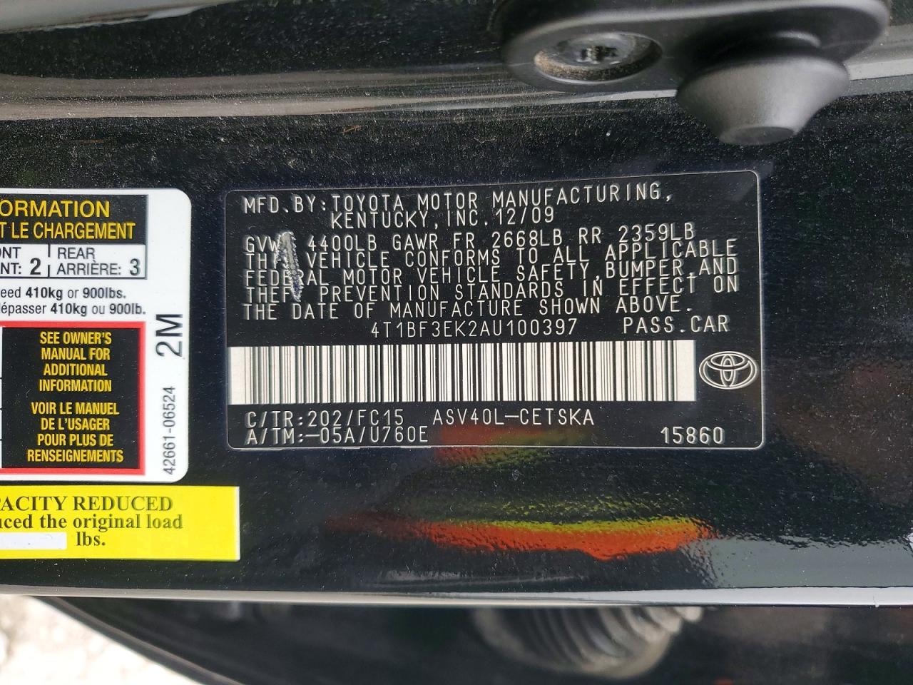 2010 TOYOTA CAMRY SE photo 23
