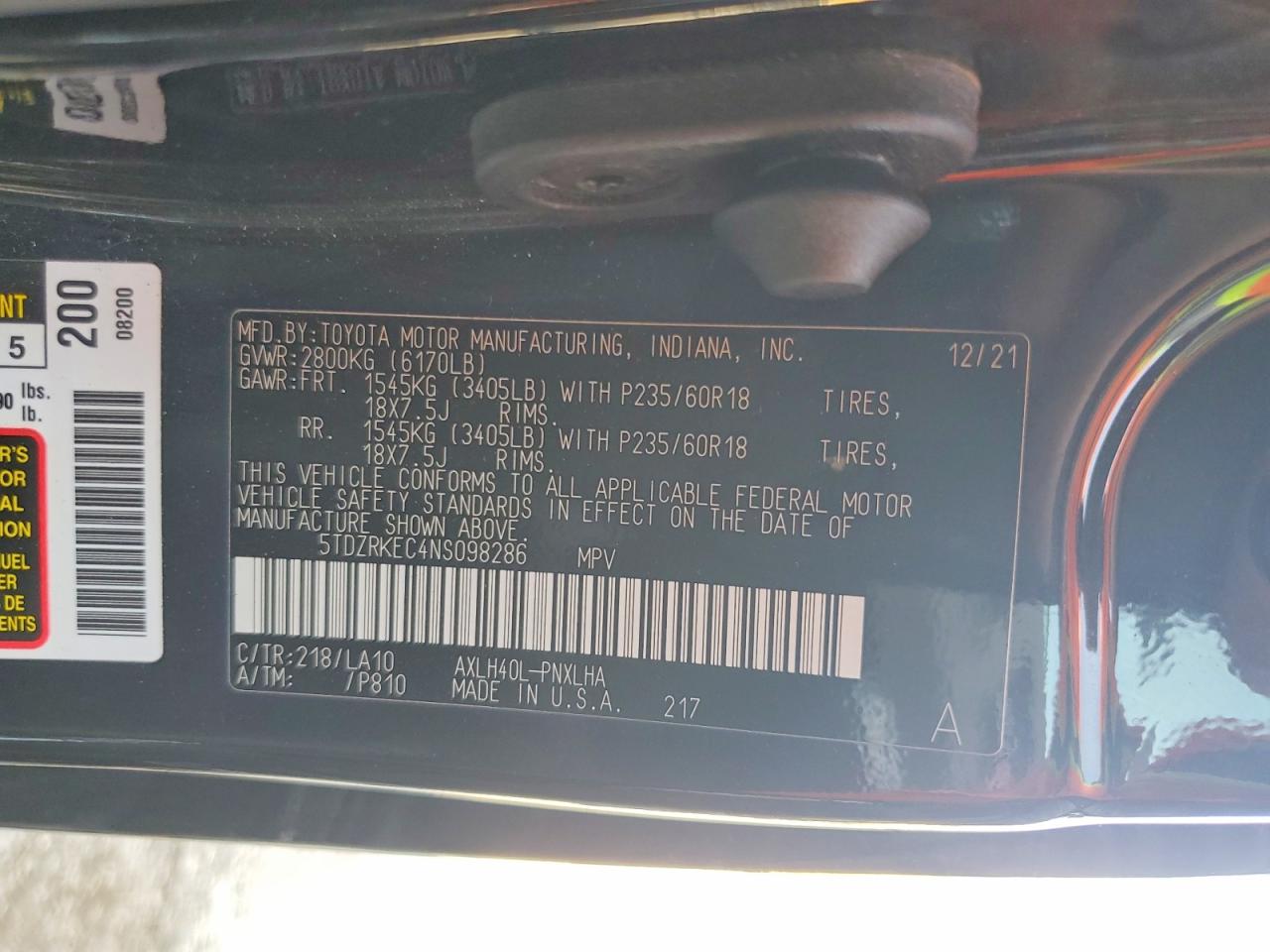 2022 TOYOTA SIENNA L 7-PASSENGER photo 34