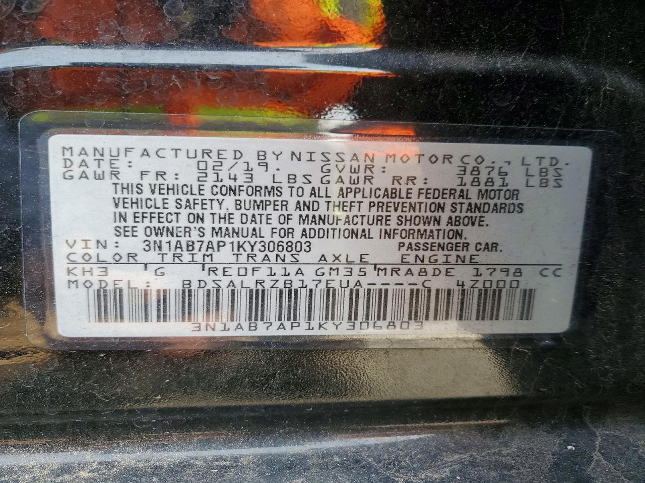 2019 NISSAN SENTRA S photo 37